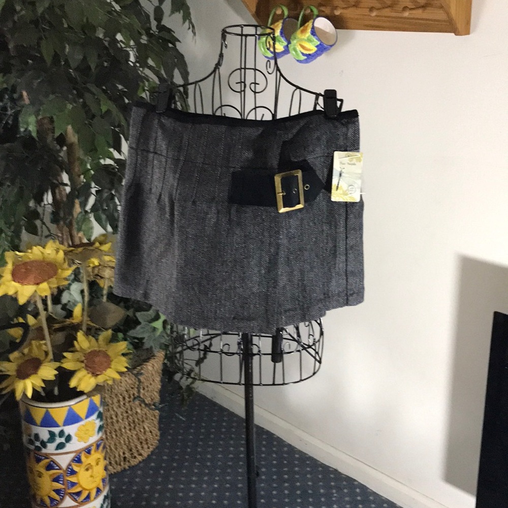 FREE PEOPLE GREY TWEED MINI SKIRT NWT